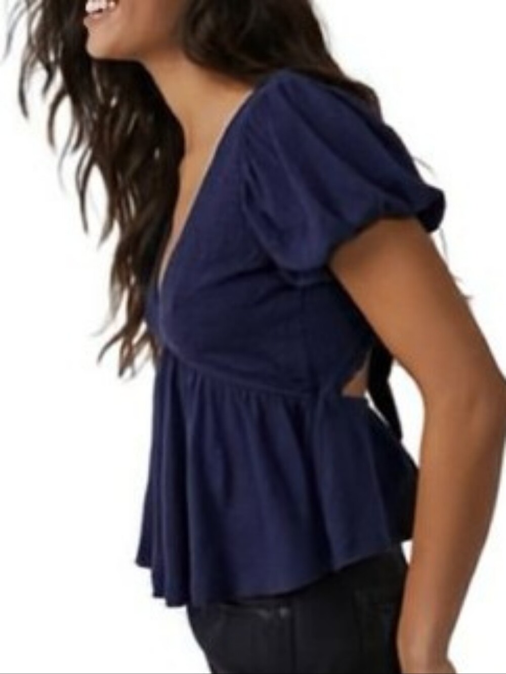 NWOT **Free People** Charlotte Smocked Open Back Top. Size S - Picture 10 of 11